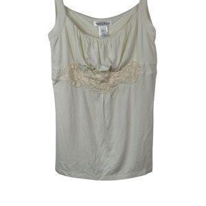 White House Black Market Cream Gathered‎ Top Sz L